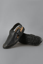 Black Round Toe Peshawari Sandal